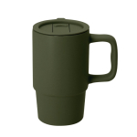 Tasse à emporter en céramique avec couvercle coulissant et mate 430 ml couleur vert foncé première vue