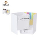 Pot à crayons en carton recyclé avec notes adhésives et tableau