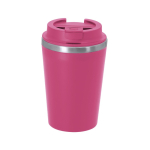 Gobelet isotherme à emporter en inox avec couvercle hermétique 350ml couleur fuchsia première vue