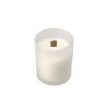 Bougie parfumée en verre avec mèche en bois et parfum vanille