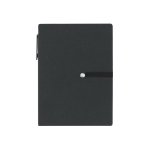 Bloc-notes A6 avec feuilles, notes autocollantes et stylo couleur noir première vue