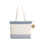 Sac bandoulière en coton recyclé avec soufflet et zip 300g/m² couleur bleu marine première vue