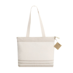 Sac bandoulière en coton recyclé avec soufflet et zip 300g/m² couleur naturel première vue