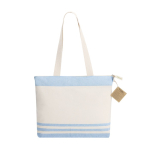 Sac bandoulière en coton recyclé avec soufflet et zip 300g/m² couleur bleu ciel première vue