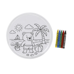 Frisbee enfant en tissu non tissé avec zone à colorier couleur blanc première vue