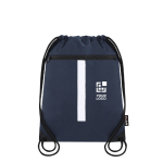 Sac à dos à cordons en RPET avec poche avant et bande réfléchissante vue principale