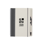 Carnet en carton recyclé, stylo à encre bleue et feuilles lignées A5 vue principale