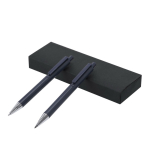 Set d’écriture avec crayon et stylo en aluminium recyclé, encre bleue couleur bleu marine première vue