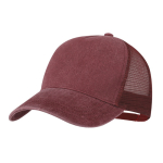 Casquette 5 panneaux effet délavé avec maille respirante ajustable couleur rouge première vue