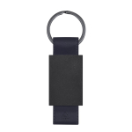 Porte-clés en aluminium mat avec lanière en cuir synthétique recyclé couleur bleu marine première vue