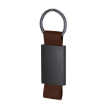 Porte-clés en aluminium mat avec lanière en cuir synthétique recyclé deuxième vue