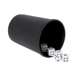 Jeu de dés avec gobelet en plastique à texture rugueuse couleur noir première vue