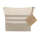 Trousse en coton recyclé à rayures avec fermeture éclair 180 g/m² couleur naturel première vue