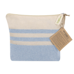 Trousse en coton recyclé à rayures avec fermeture éclair 180 g/m² couleur bleu ciel première vue