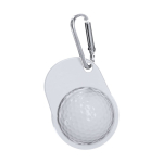 Porte-clés avec mousqueton et motif casquette de golf avec balle couleur blanc première vue