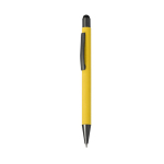 Stylo à bille en aluminium recyclé avec pointe tactile, encre bleue couleur jaune première vue