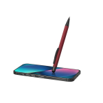 Stylo à bille en aluminium recyclé avec pointe tactile, encre bleue quatrième vue