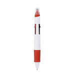 Stylo 4 couleurs avec surligneur intégré et capuchon couleur rouge première vue