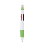 Stylo 4 couleurs avec surligneur intégré et capuchon couleur vert première vue