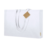 Sac à soufflet en coton recyclé avec anses longues renforcées 220g/m² couleur blanc première vue
