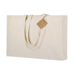 Sac à soufflet en coton recyclé avec anses longues renforcées 220g/m² couleur naturel première vue