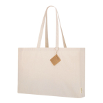 Sac à soufflet en coton recyclé avec anses longues renforcées 220g/m² deuxième vue