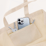 Sac à soufflet en coton recyclé avec anses longues renforcées 220g/m² sixième vue