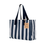 Sac en coton recyclé avec soufflet et longues anses 310 g/m² couleur bleu marine