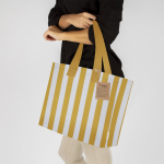 Sac en coton recyclé avec soufflet et longues anses 310 g/m²