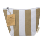 Trousse à rayures avec fermeture zippée en coton recyclé couleur beige première vue