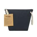 Trousse en coton recyclé avec cordon et fermeture éclair 240 g/m² couleur bleu marine première vue