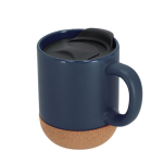 Tasse en céramique à emporter avec base en liège et couvercle 330 ml couleur bleu marine première vue