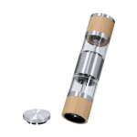 Moulin manuel double pour sel et poivre en bambou et acier  troisième vue