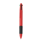 Stylo multicolore 4-en-1 avec grip en caoutchouc et 4 encres couleur rouge première vue