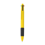 Stylo multicolore 4-en-1 avec grip en caoutchouc et 4 encres couleur jaune première vue