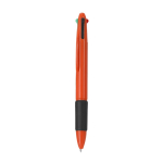 Stylo multicolore 4-en-1 avec grip en caoutchouc et 4 encres couleur orange première vue