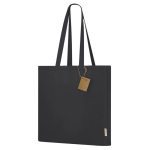 Sac à soufflet, anses longues renforcées en coton recyclé 140 g/m² couleur noir première vue