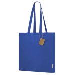 Sac à soufflet, anses longues renforcées en coton recyclé 140 g/m² couleur bleu première vue