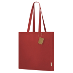 Sac à soufflet, anses longues renforcées en coton recyclé 140 g/m² couleur rouge première vue