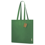Sac à soufflet, anses longues renforcées en coton recyclé 140 g/m² couleur vert première vue