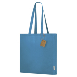 Sac à soufflet, anses longues renforcées en coton recyclé 140 g/m² couleur bleu ciel première vue