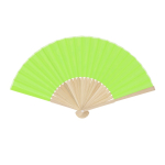 Éventail avec tiges en bambou et tissu en polyester en couleurs couleur vert clair première vue