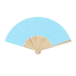 Éventail avec tiges en bambou et tissu en polyester en couleurs couleur bleu ciel première vue