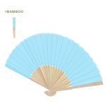 Éventail avec tiges en bambou et tissu en polyester en couleurs