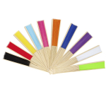 Éventail avec tiges en bambou et tissu en polyester en couleurs  troisième vue