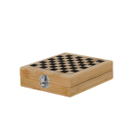 Set de jeux en bambou avec échiquier et étui deuxième vue