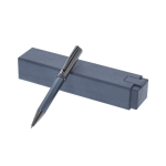 Stylo premium métallique rotatif et rechargeable, encre bleue couleur bleu marine première vue