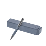 Stylo premium métallique rotatif et rechargeable, encre bleue vue principale