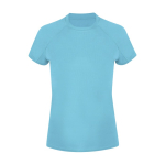 T-shirt technique femme manches courtes raglan polyester 135 g/m² couleur turquoise première vue