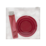Set dentaire de voyage avec brosse et gobelet pliable, sac plastique couleur rouge première vue
